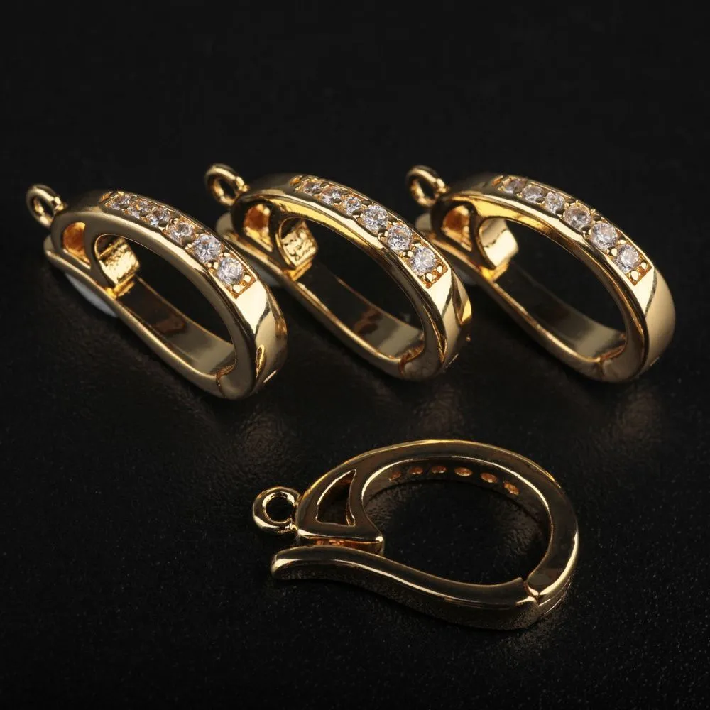 бейл "адель", позолота/цирконий, 17x10x2.5 мм