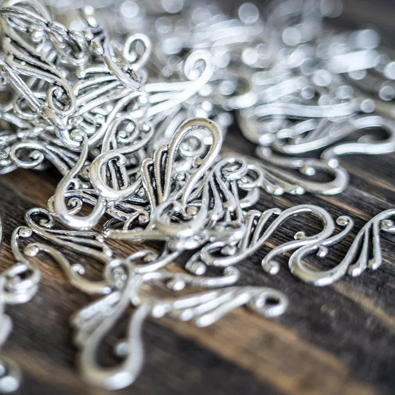 Замочки тоггл "скролл", цвет античное серебро, 25x12x16 мм