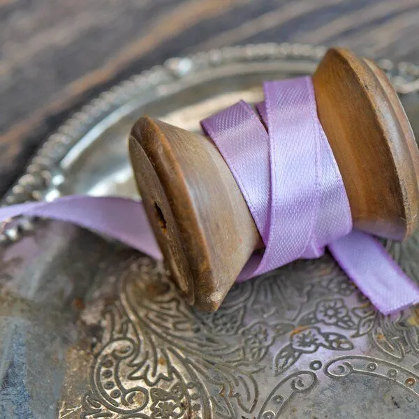 лента, атлас, цвет сиреневый, ширина 10 мм ленты