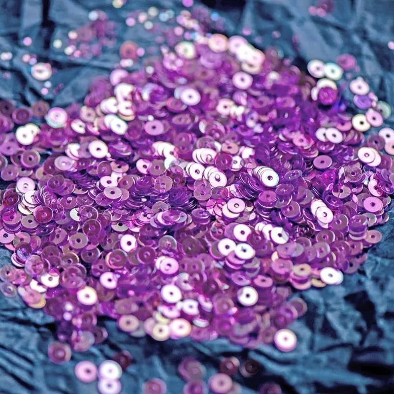 пайетки плоские, фиолетовый перламутр радужный, 4 мм 