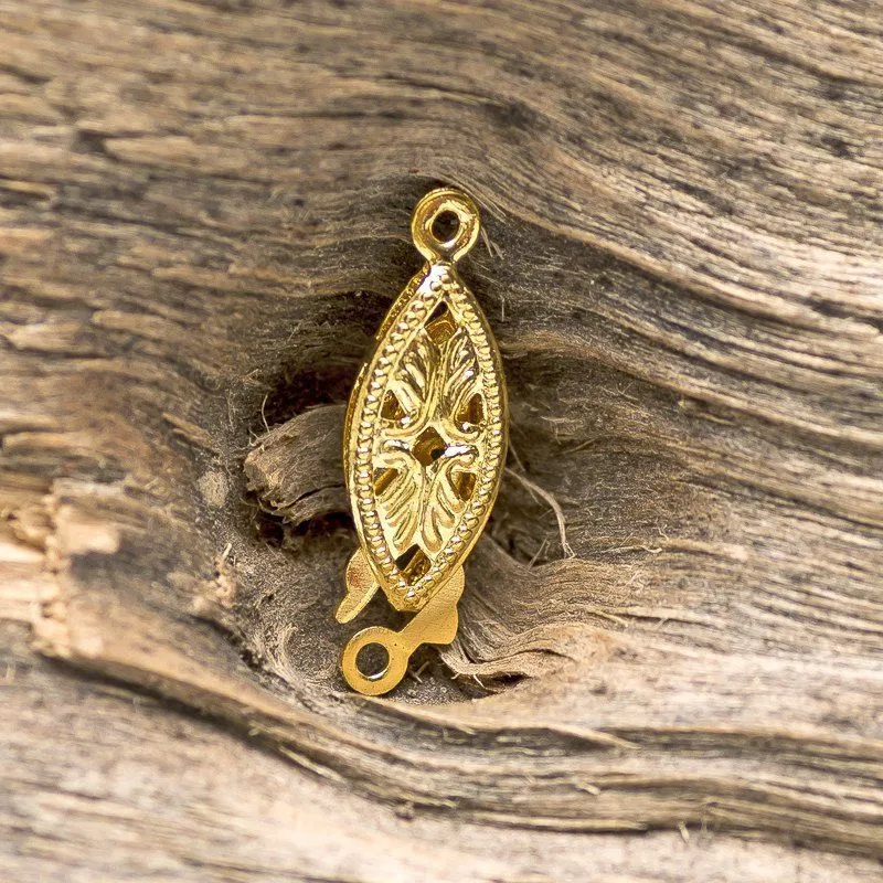 замочек-рыбка для жемчуга, цвет золото, 7x20x2.8 мм