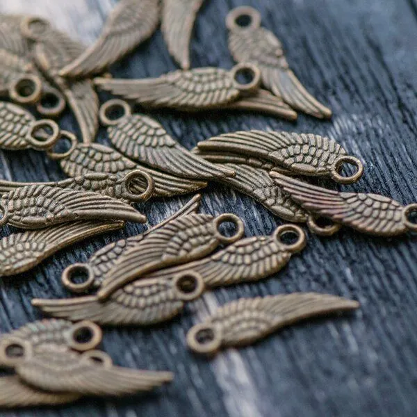 подвеска металлическая "крылышко", цвет античная бронза, 16х5х1 мм