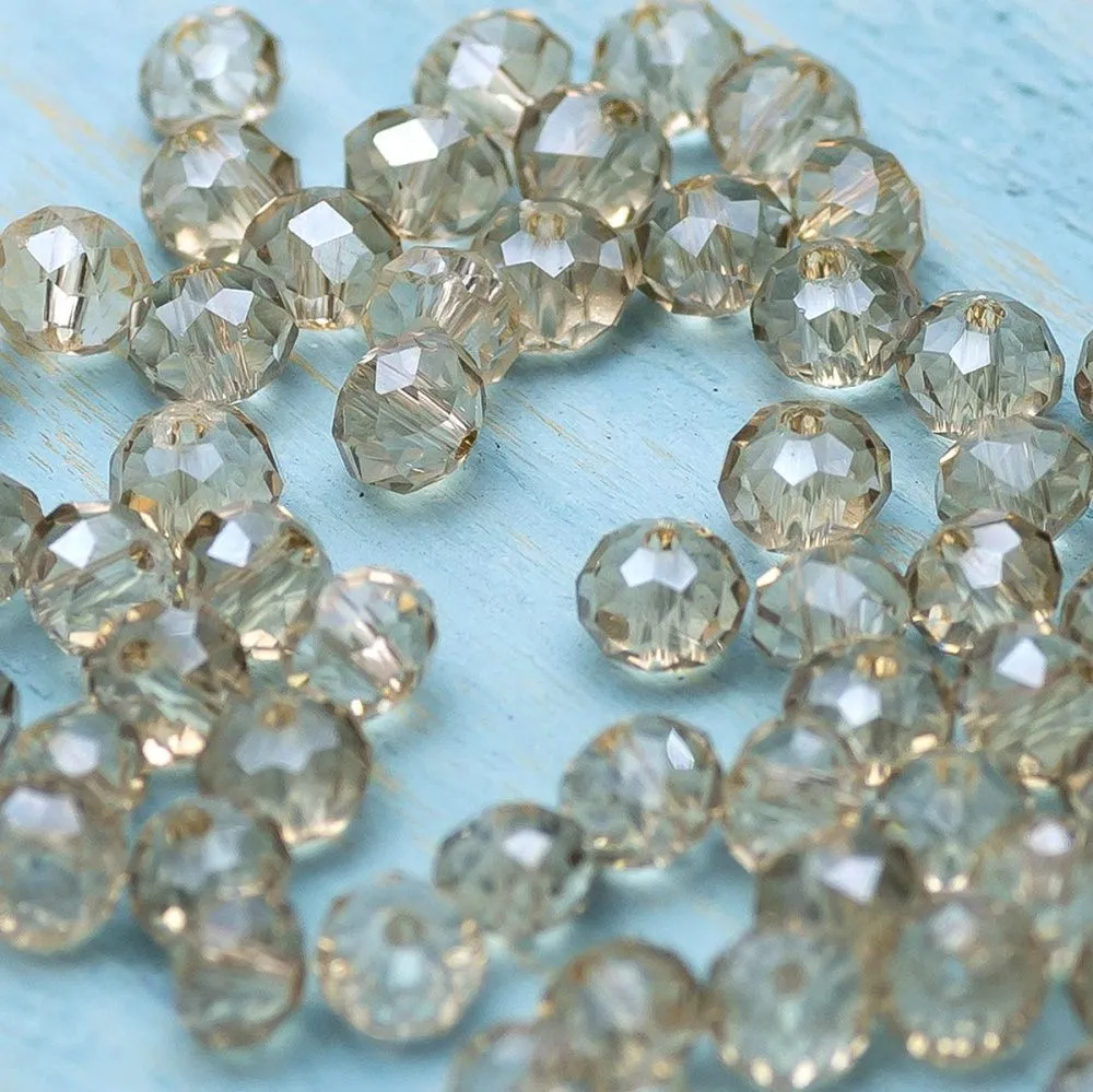 бусина, стекло абакус 6, граненая, цвет шампанского, 6х4 мм