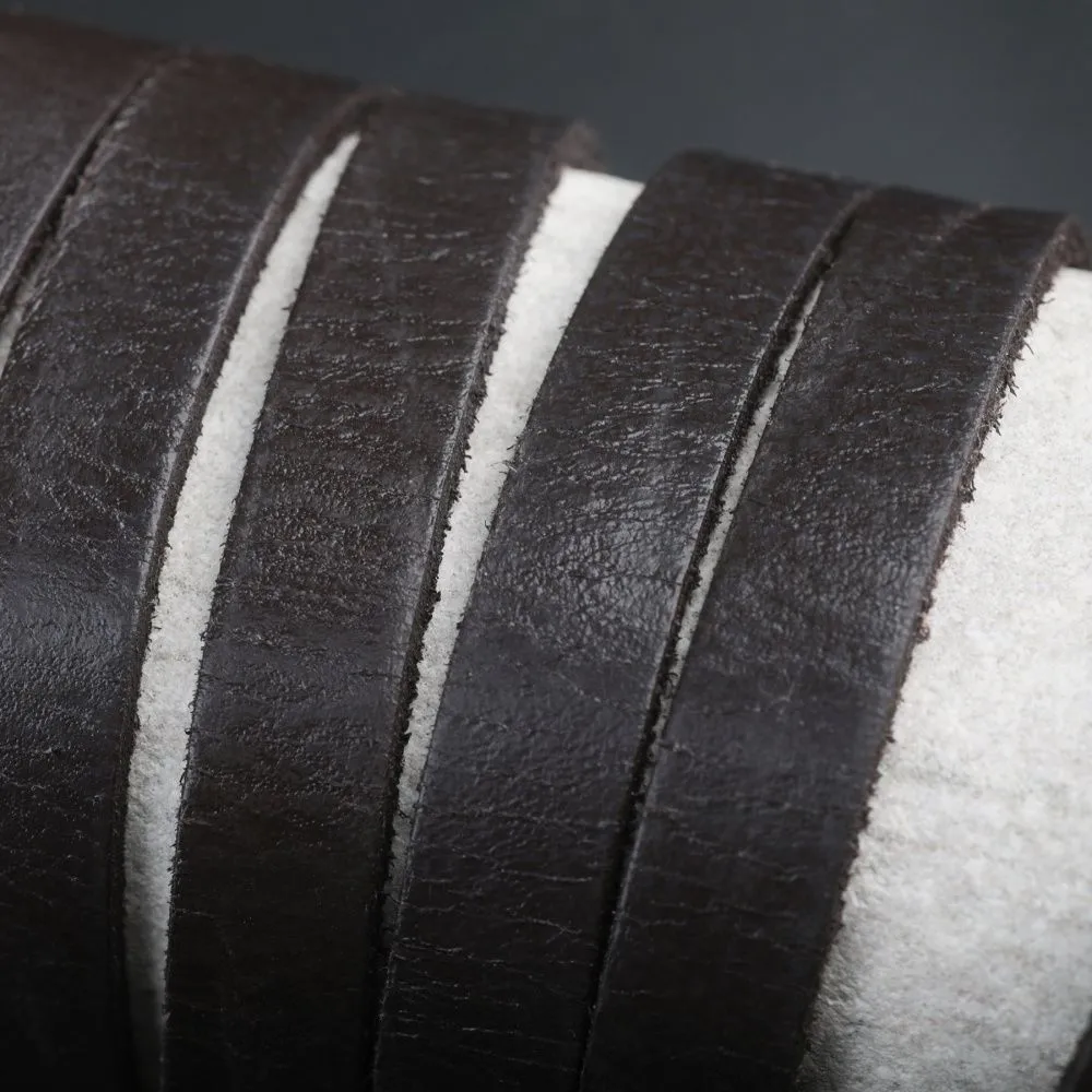 шнур кожаный, плоский, цвет коричневый, 10х2.5 мм