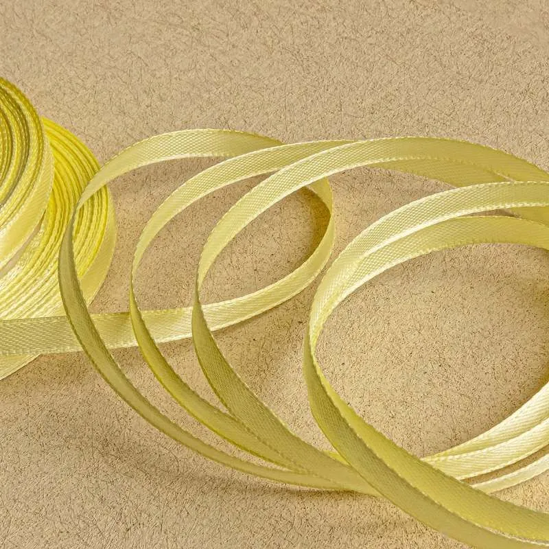 лента, атлас, цвет светло-желтый, ширина 6 мм ленты