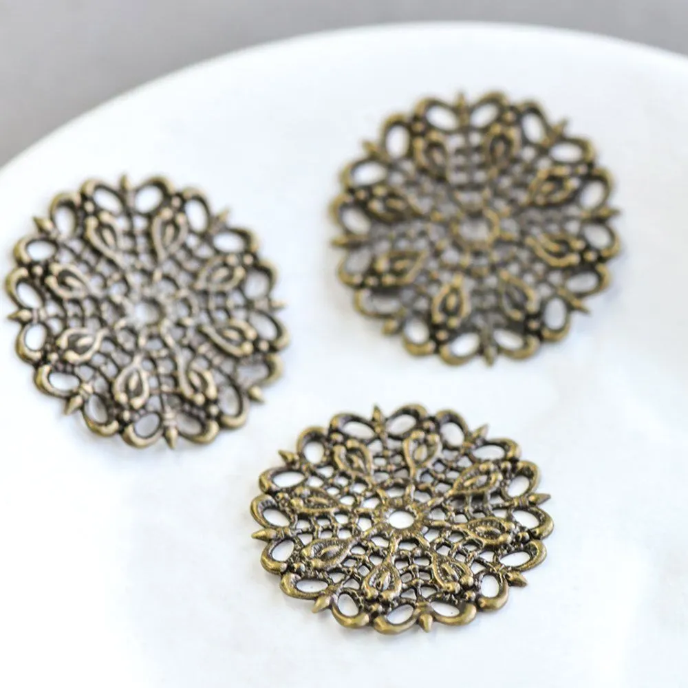 коннектор "филигрань салфетка", цвет античная бронза, 25х1х2 мм