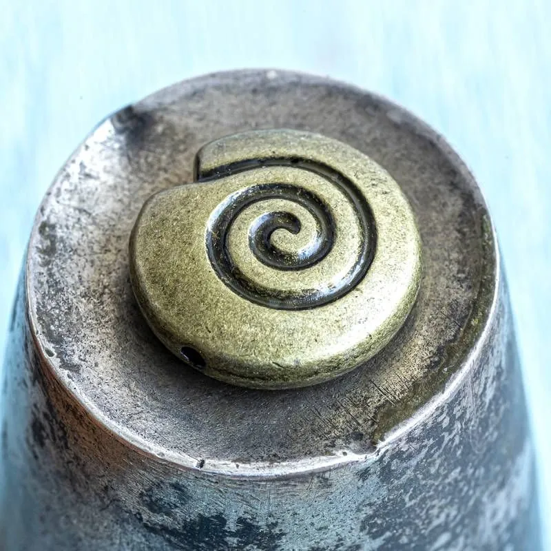 бусина, металл "ракушка спиральная", цвет античная бронза, 15x15x6 мм