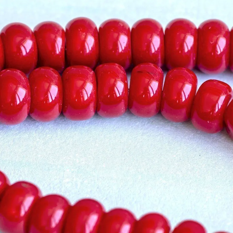 бусина, стекло, абакус, цвет красный, окрашена, 8х5 мм