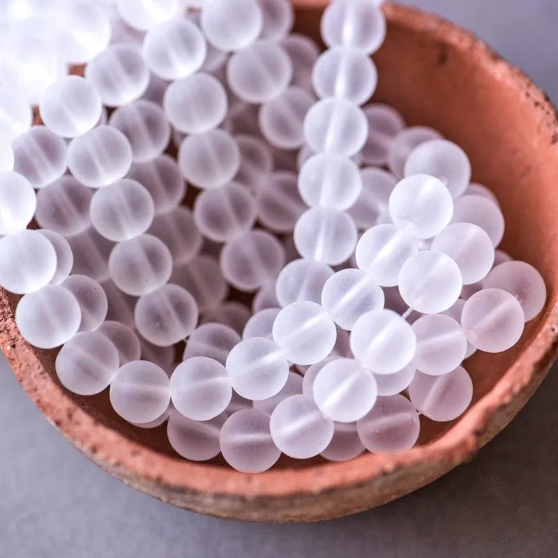 бусина, стекло 10, матовая, цвет белый, 10 мм