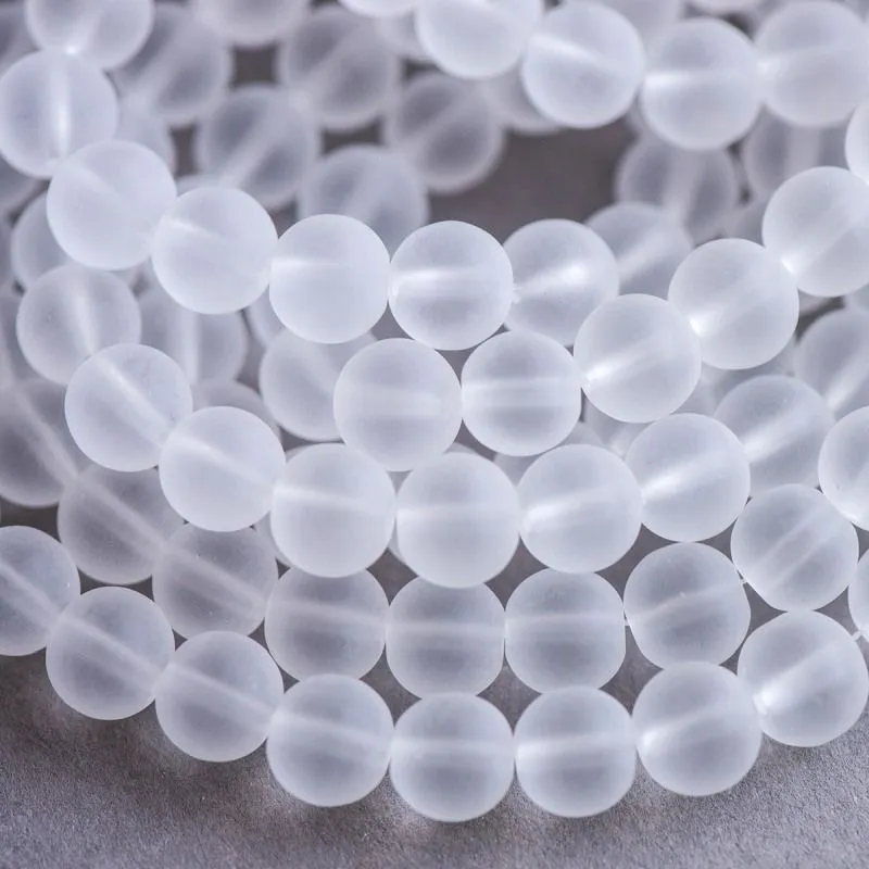 бусина, стекло 10, матовая, цвет белый, 10 мм
