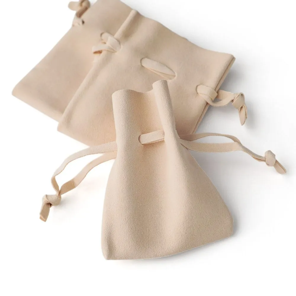 мешочек для украшений, микрофибра, цвет сливочный, 10x8 см