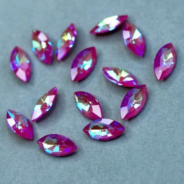 кабошон стекло кристалл, navette, цвет siam shimmer, 12х6 мм