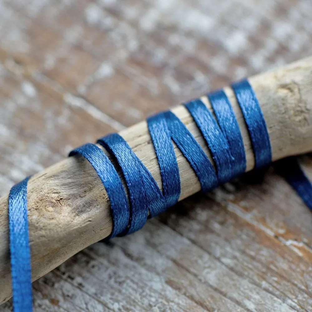 лента, атлас, цвет королевский синий, ширина 3 мм ленты