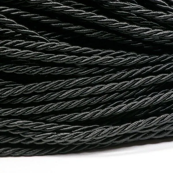 шнур витой из полиэстера, цвет черный 3.5 мм