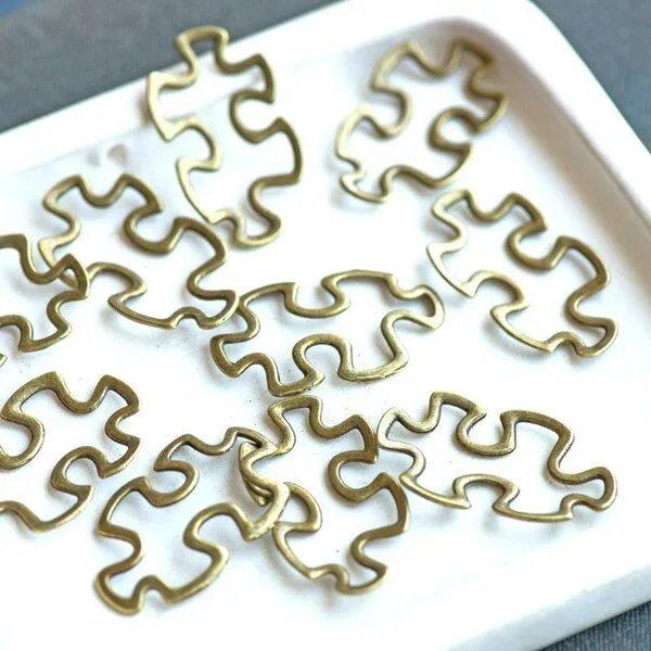 коннектор "пазл", цвет античная бронза, 30x18x3 мм