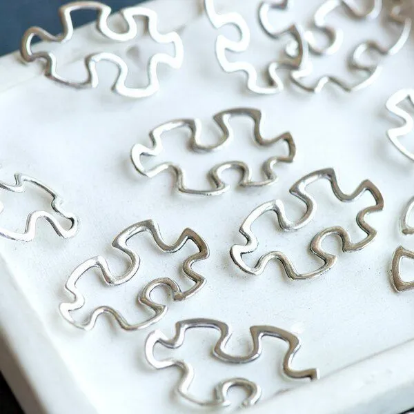 коннектор "пазл", цвет античное серебро, 30x18x3 мм