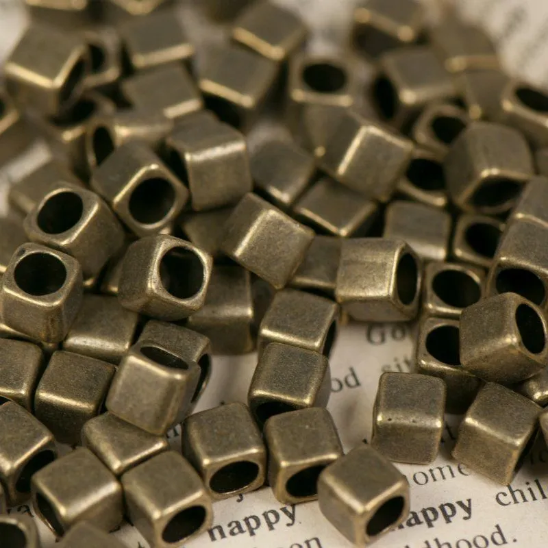 ес бусина металл "куб", цвет античная бронза, 6х6х6 мм