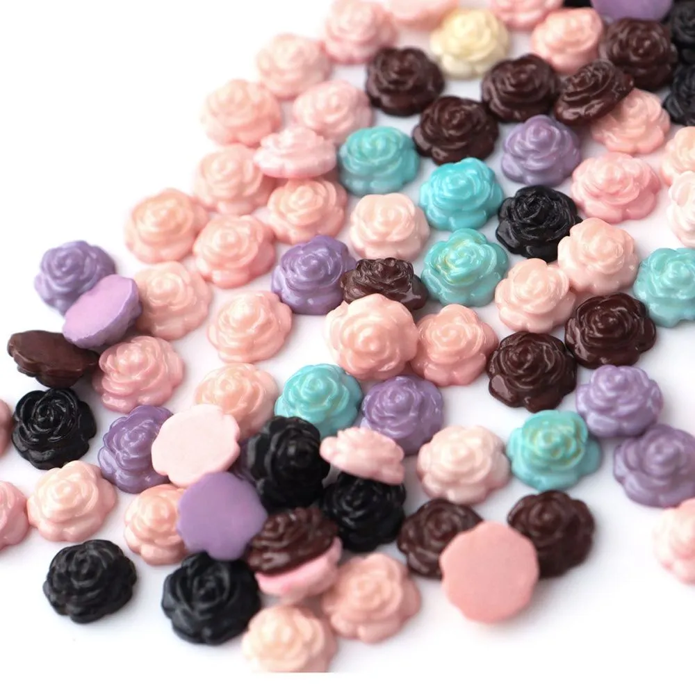 кабошон акриловый "розочка", цветовой микс, 10 мм