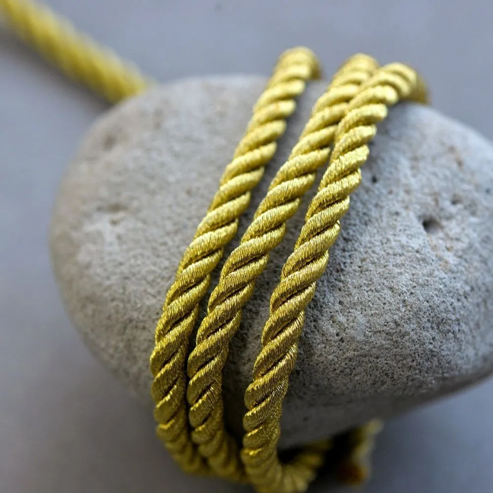 шнур витой из нейлона, цвет золото, 5 мм