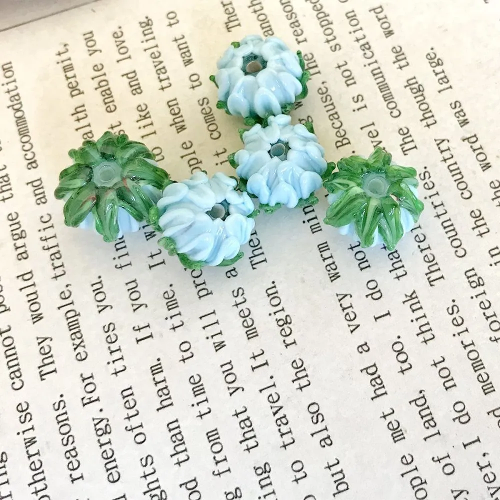 бусина, мурано "клевер", голубой, 22х15 мм