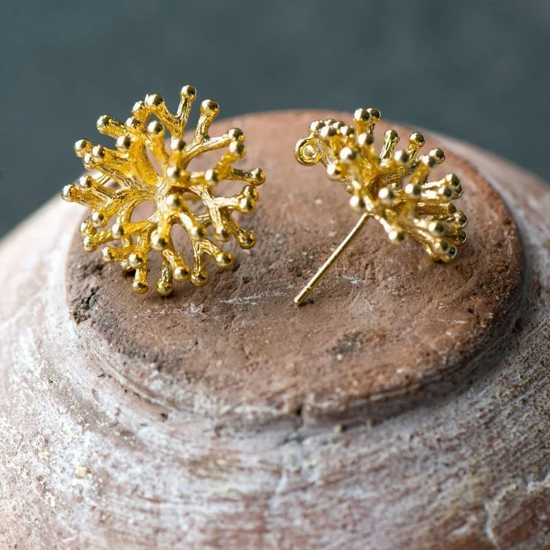 пуссеты "коралл", позолоченные, 20x20 мм