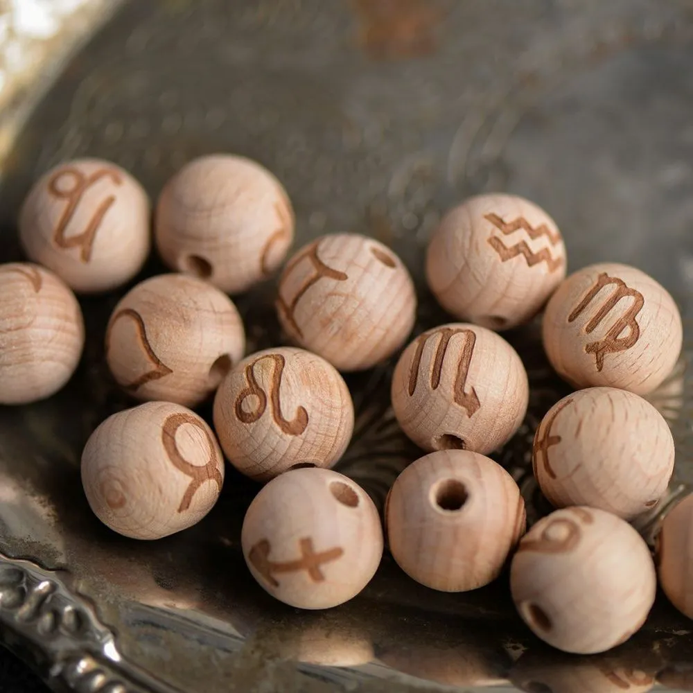 бусина дерево "знаки зодиака", цвет натуральный, 16х15 мм