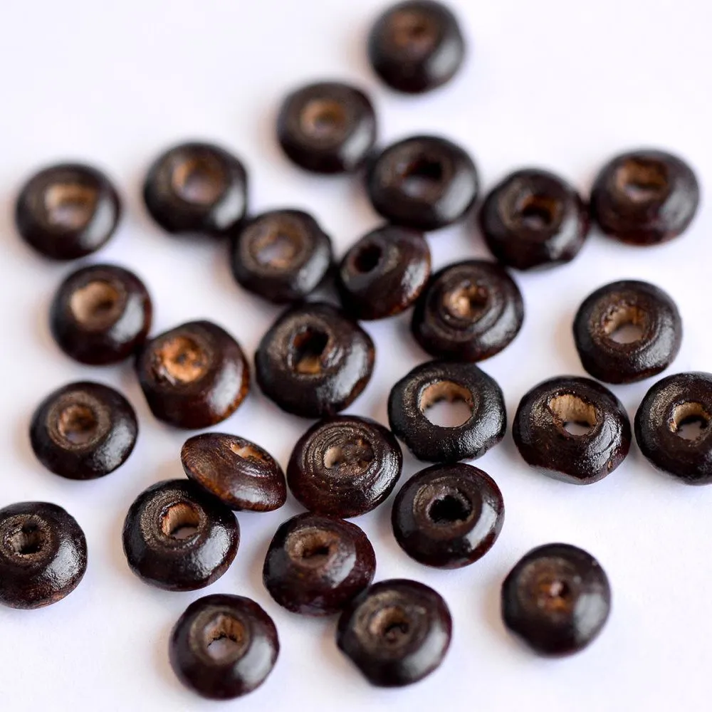 бусина дерево, абакус, цвет коричневый, 6х3 мм