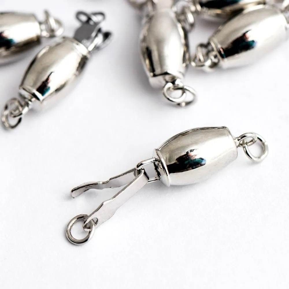 замок для украшений "буллет", цвет платина, 16x6 мм