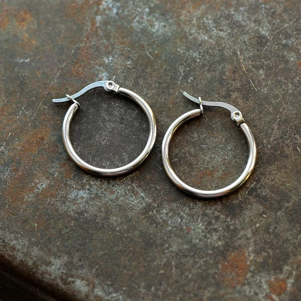 швензы "раунд", сталь гипоаллергенная, цвет стальной, 27x24x2 мм