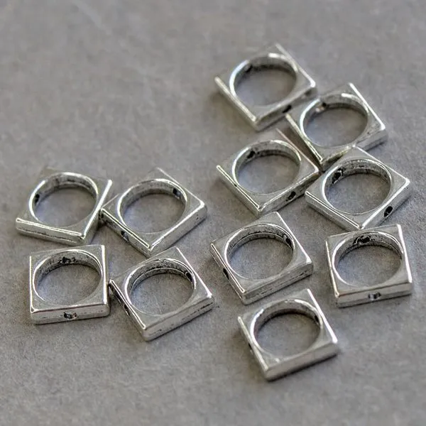 рамка для бусин "каре", цвет античное серебро, 11x11x3 мм