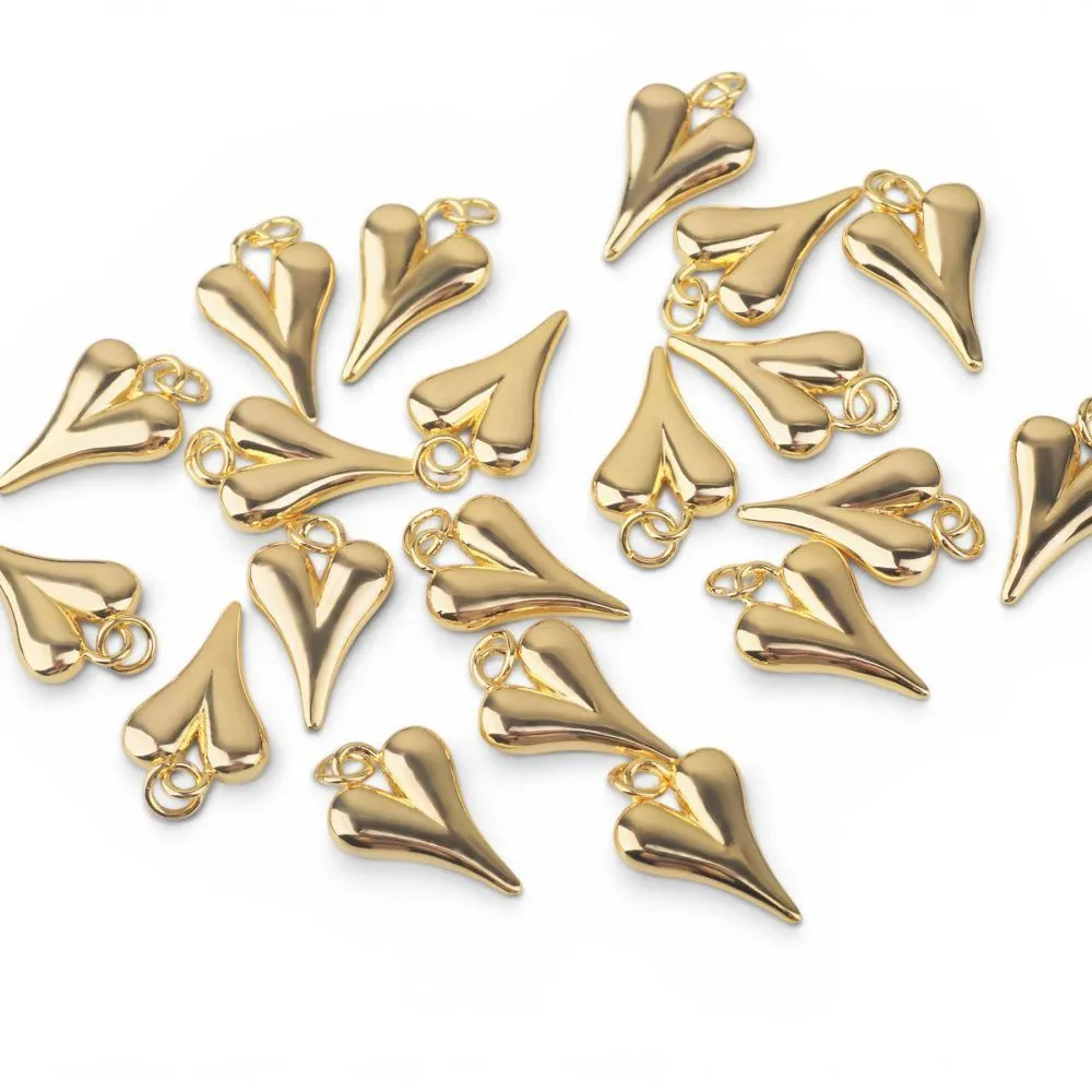 подвеска металл "сердце", позолота, 19.5x13x4 мм