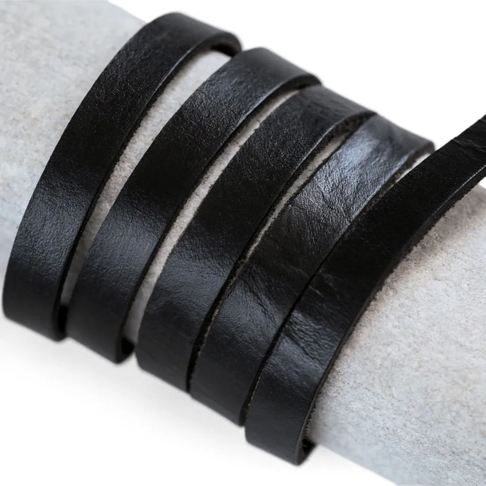 шнур кожаный, плоский, цвет черный, 10х2.5 мм