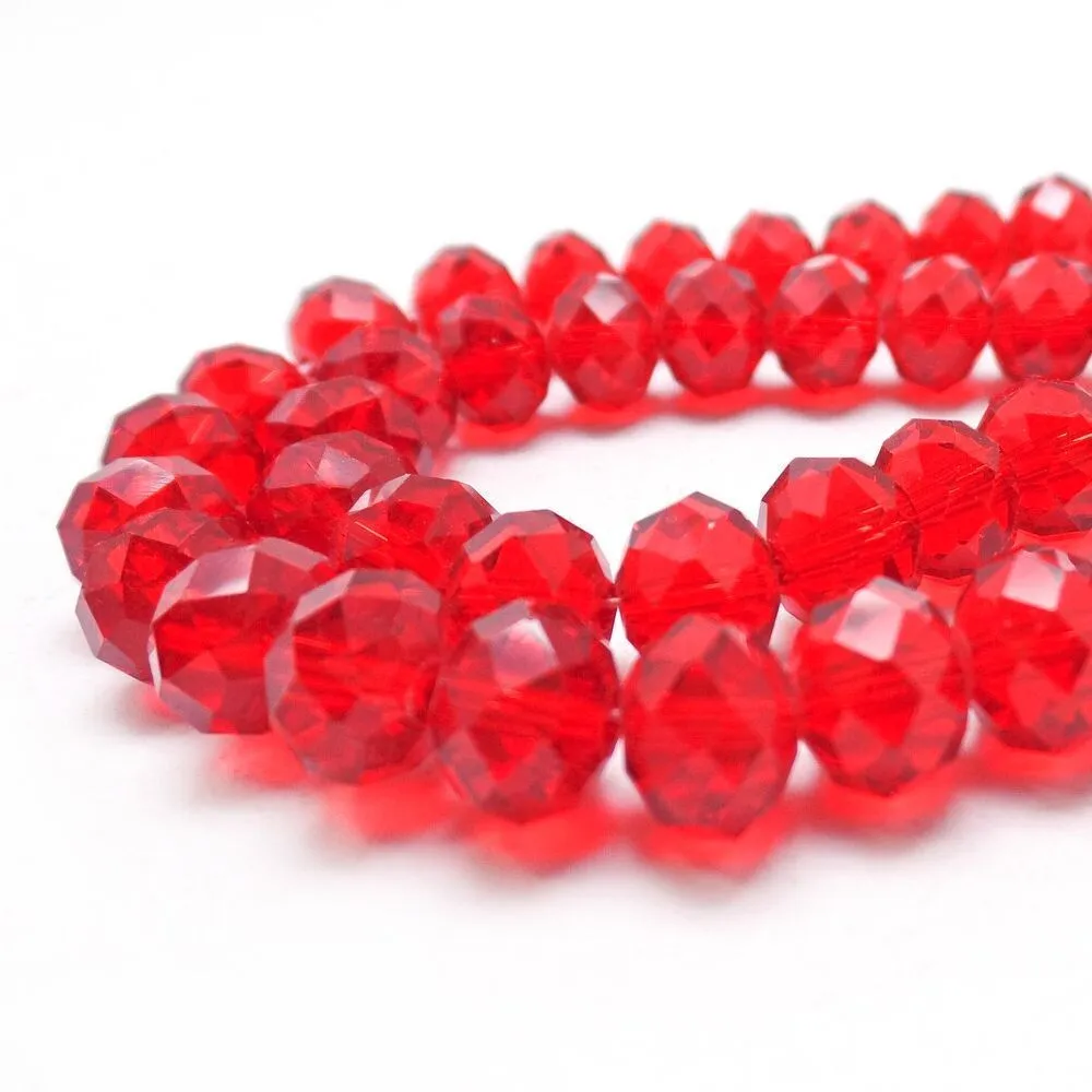 бусина, стекло абакус 6, граненая, цвет алый, 6х5 мм