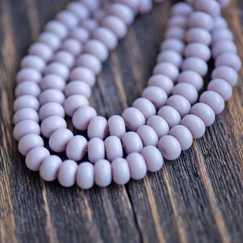 бусина, стекло, абакус, цвет светло-сиреневый, окрашена, 8х5 мм