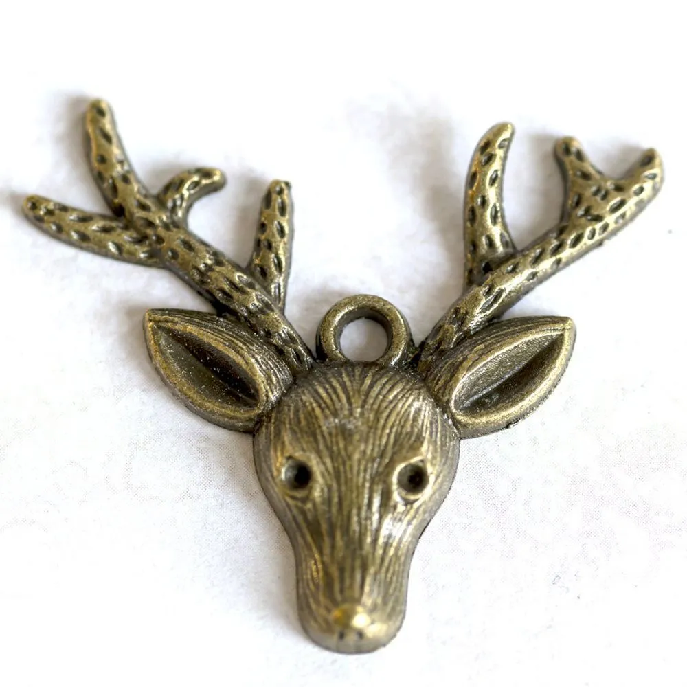 подвеска металлическая "олень", цвет античная бронза, 35x31 мм