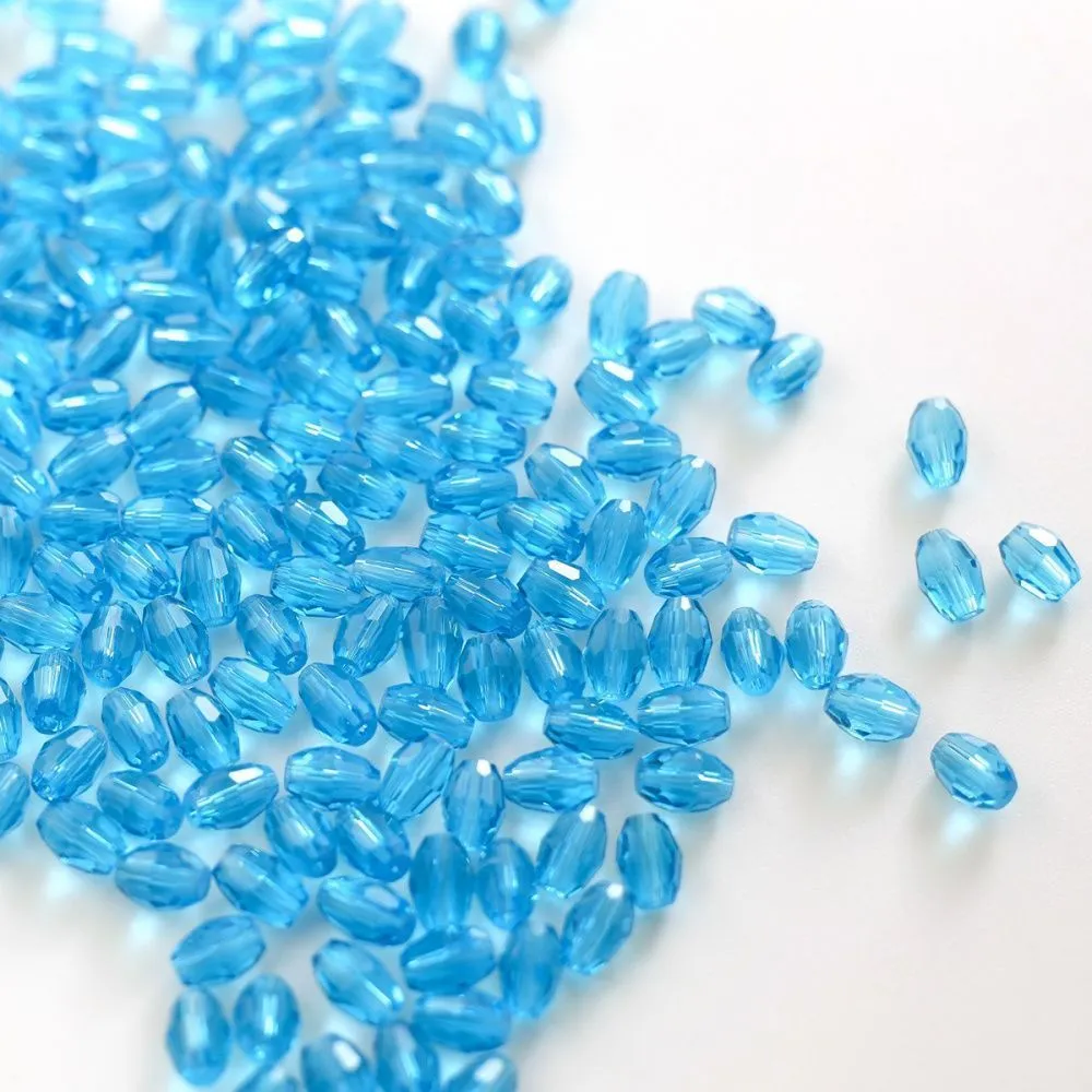 бусина, стекло овальная, граненая, цвет бирюзовый, 6х4 мм