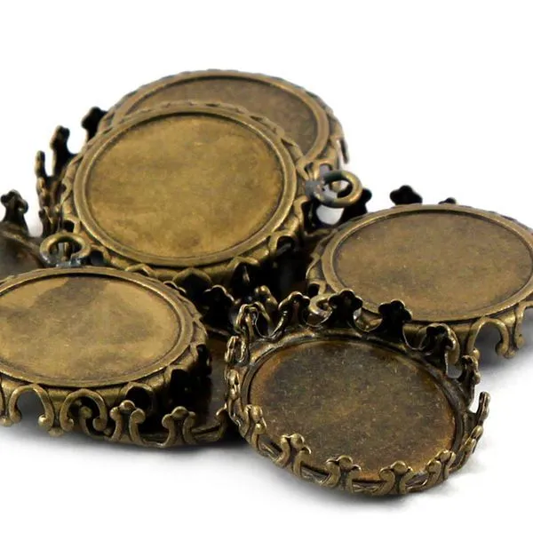 сеттинг круглый "краун", цвет античная бронза, 20х20 мм