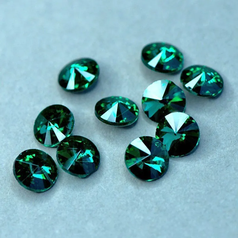кабошон стекло риволи, цвет blue zircon, 12 мм