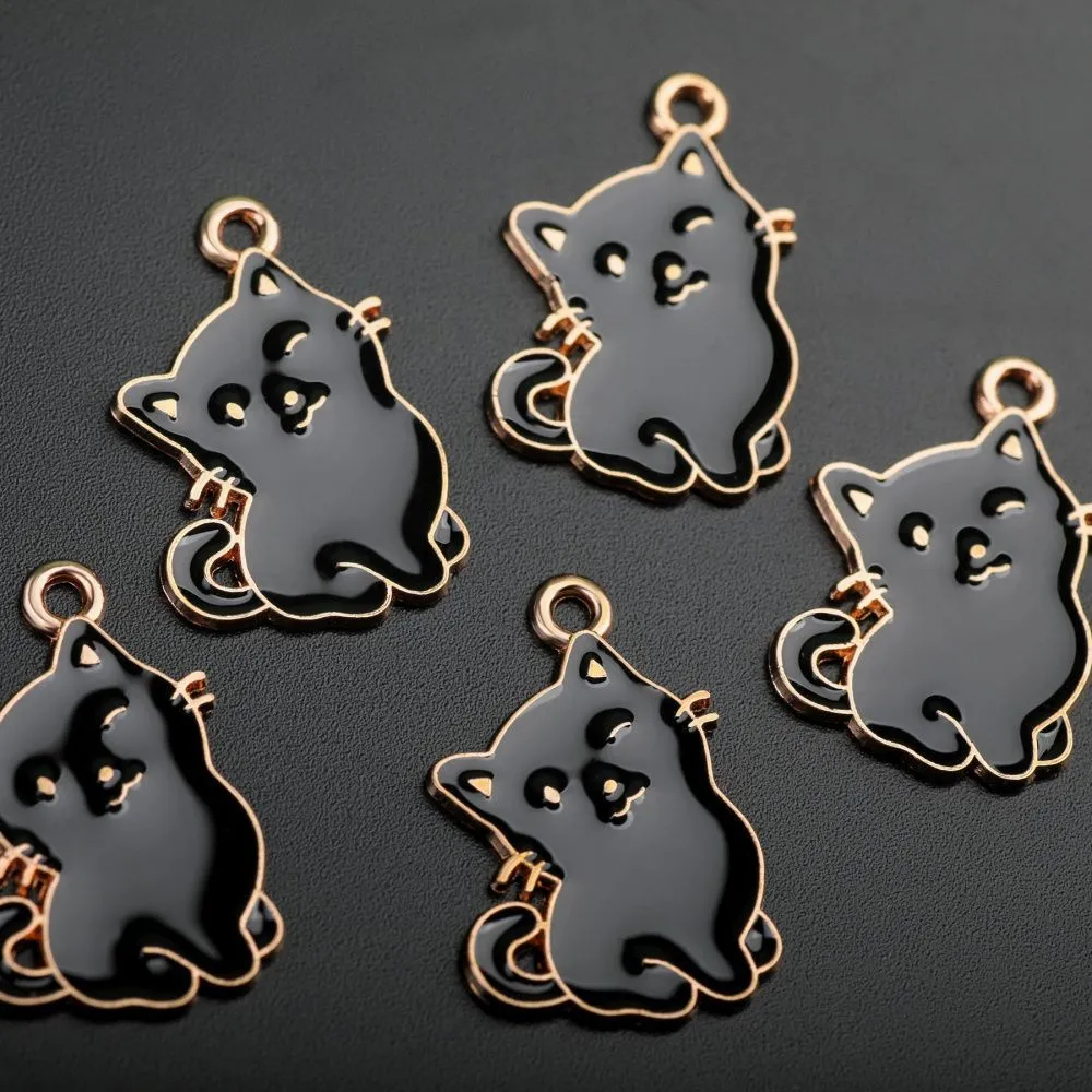 подвеска металл "мур-мур", эмаль, цвет чёрный, 22x16x1 мм