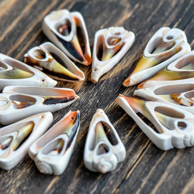 бусина из ракушки, "тригон", цвет персиковый, размерный микс