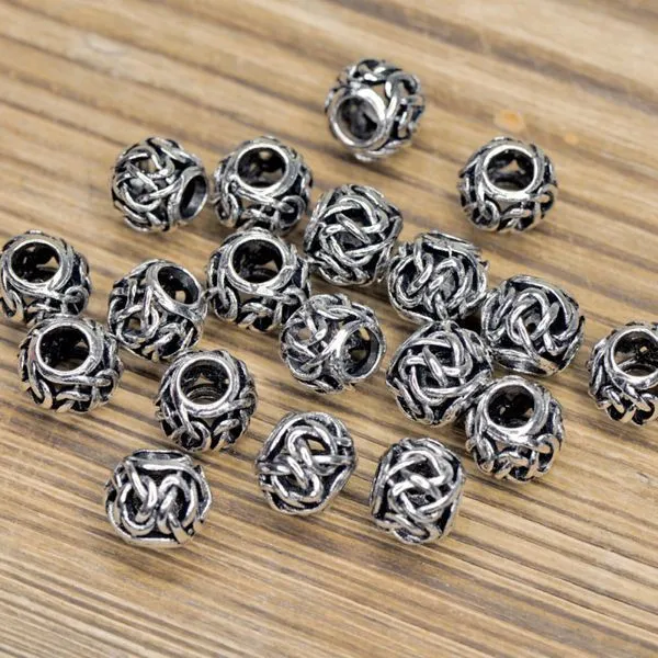 ес бусина металл "сеть 2", цвет античное серебро, 11x9 мм