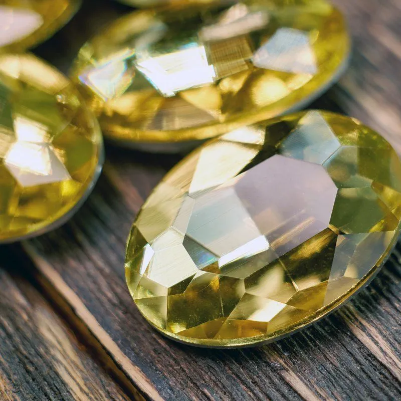 кабошон стекло кристалл, овальный, цвет jonquil, 25х18 мм