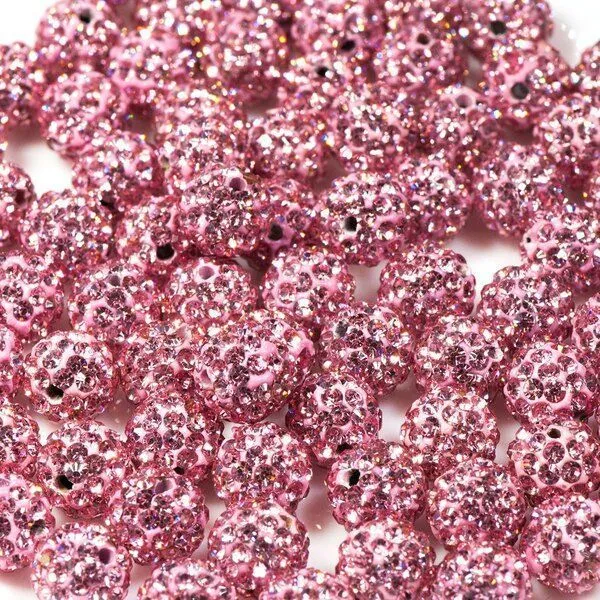 бусина "шамбала" 10, цвет светло-розовый, 10 мм