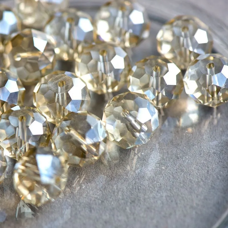 бусина, стекло абакус 14, граненая, цвет шампанского, 14х10 мм