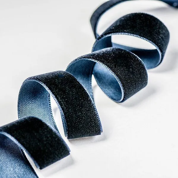 лента, бархат, цвет темный синий, ширина 15.9 мм ленты