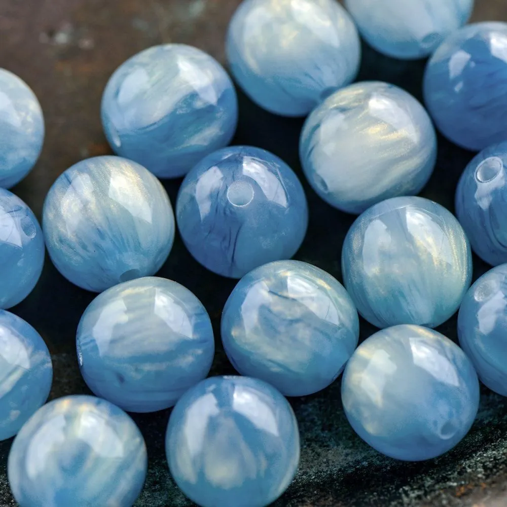 бусина, смола, имитация кошачьего глаза, цвет серовато-голубой, 12 мм