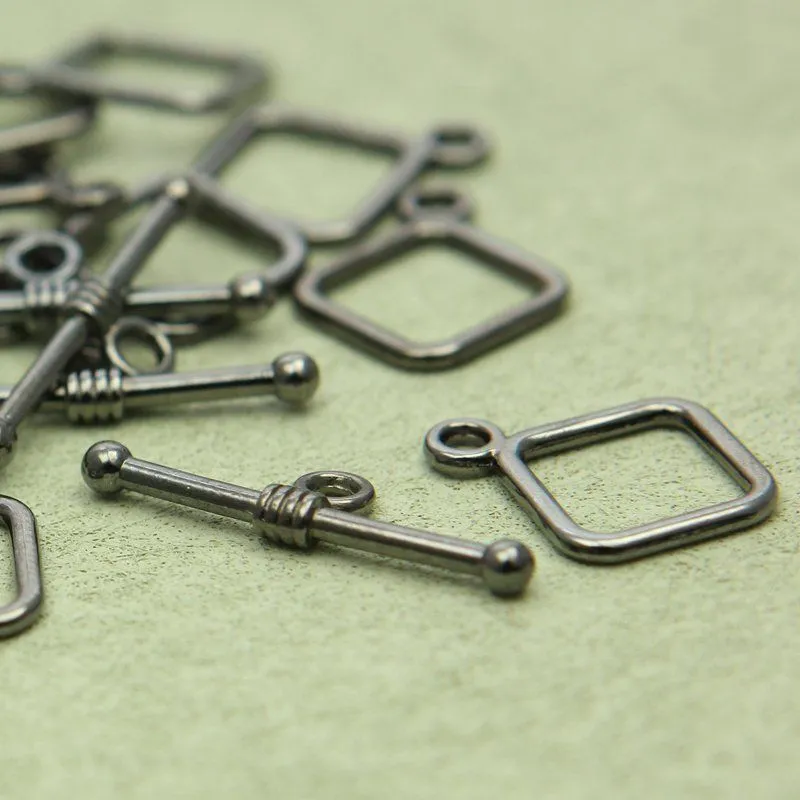 Замочки тоггл "квадрат", цвет черный, 13,5х18 мм