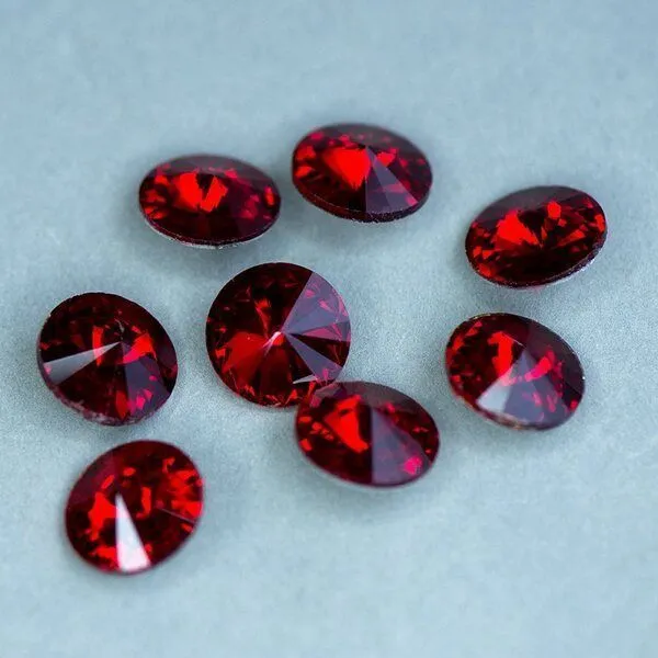 кабошон стекло риволи, цвет siam, 14х7 мм