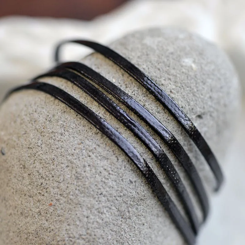 шнур, имитация кожи, плоский, цвет коричневый, 2х1 мм