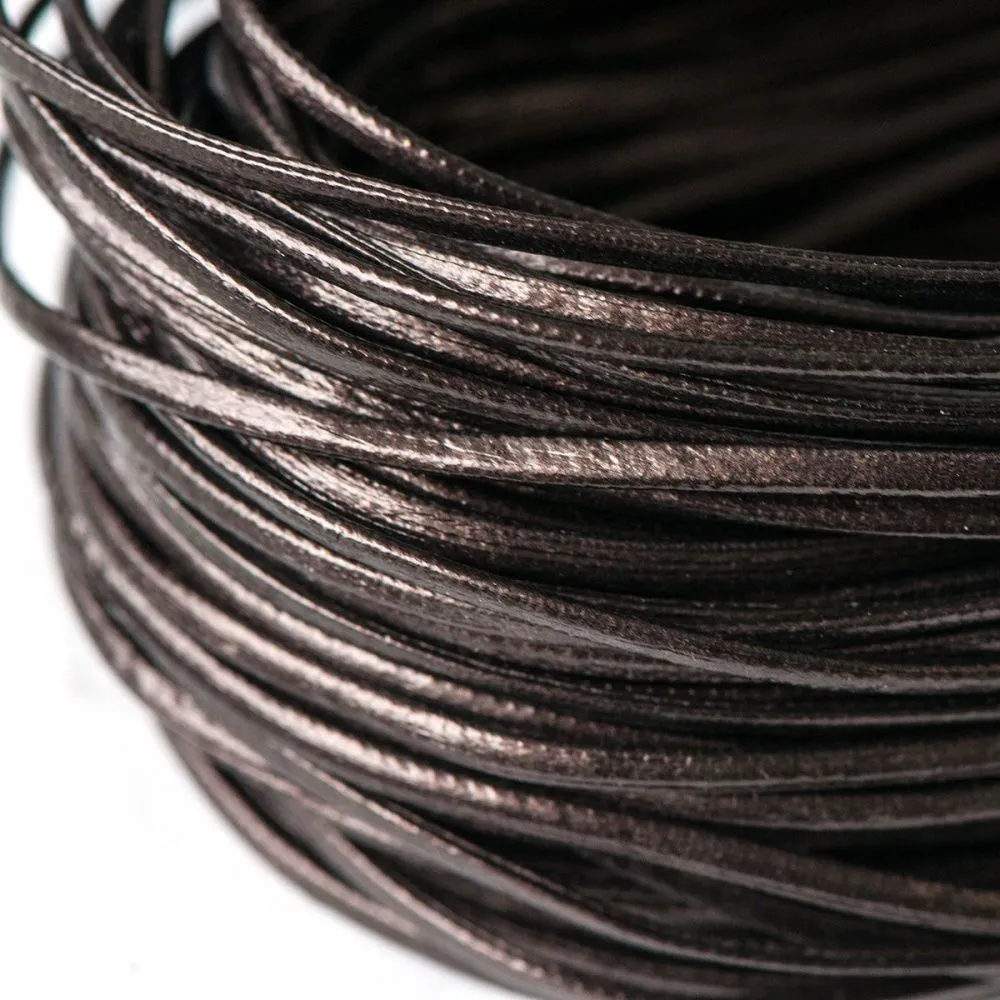 шнур, имитация кожи, плоский, цвет коричневый, 2х1 мм